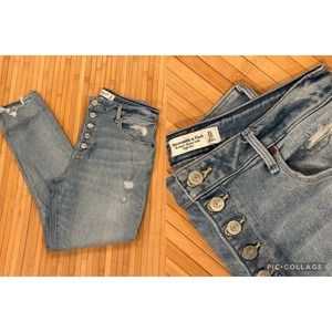 Abercrombie &Fitch Jeans (28) 31/12 High Rise Super Skinny Ankle ButtonFly Denim